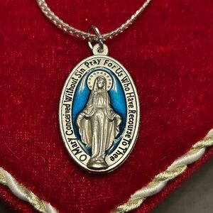 Mary Pendant and 925 Necklace Religious Metal Pendant